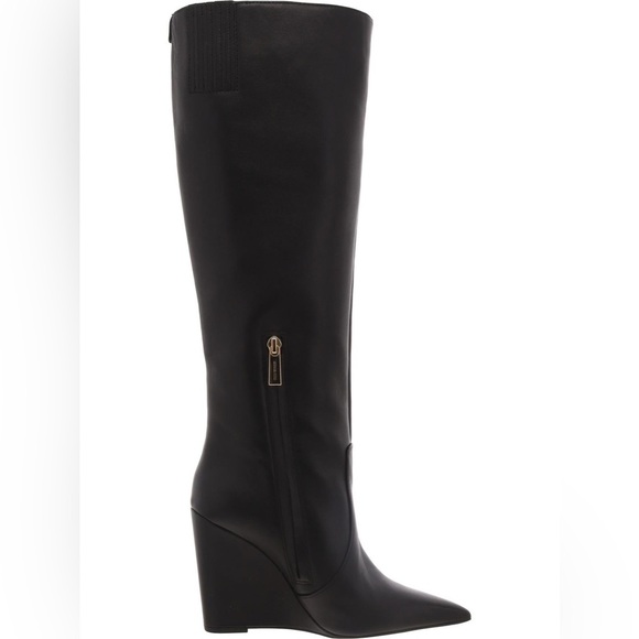 Isra Womens Leather Wedge Knee-High Boots Note: Size 7 is floor Samples - Picture 1 of 12